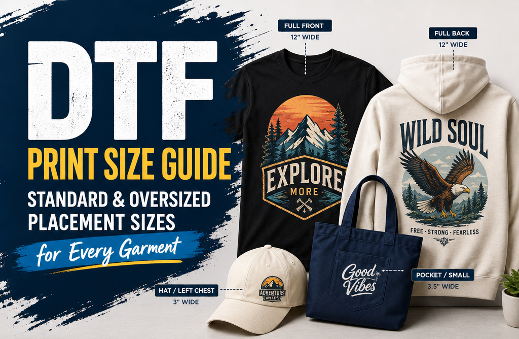 DTF Print Size Guide: Standard & Oversized Placement Sizes for Every Garment