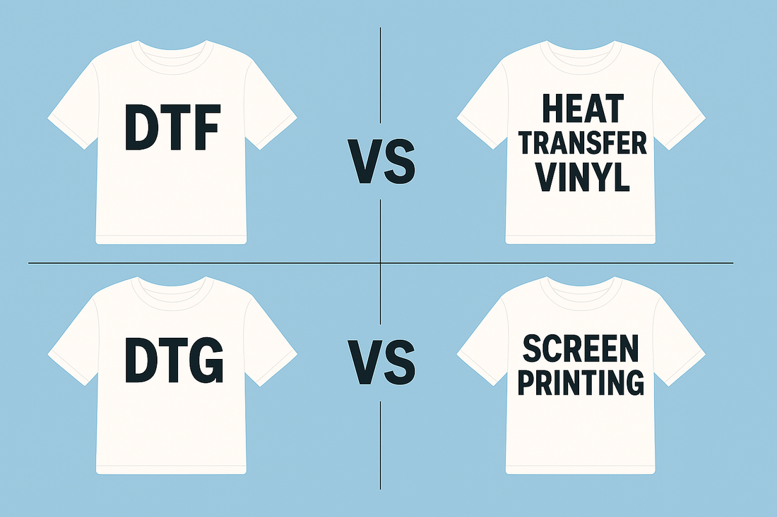 DTF vs DTG vs Screen Printing vs Heat Transfer Vinyl: Complete Comparison Guide 2026
